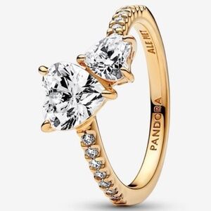 Pandora ring size 8 | Double Heart Sparkling Ring with no box